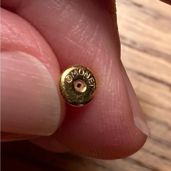 Vintage Monet .75” Black w/Faux Diamonds Gold Tone Accent Pierced Back Earrings - Picture 6 of 6